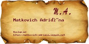 Matkovich Adriána névjegykártya